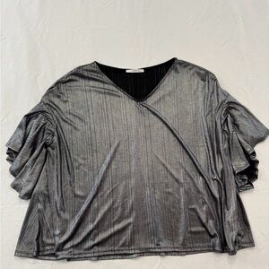 Caramels Shiny Silver Women’s Blouse For Parties Boho size large